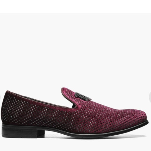 Stacy Adams SWAGGER 
Studded Slip On velvet loafer Burgundy Size 8.5 - Picture 4 of 16